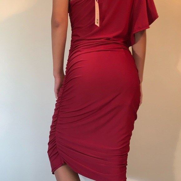 Acevog Dress. Festive. Sexy Women’s One Shoulder Red Size L - Picture 3 of 5